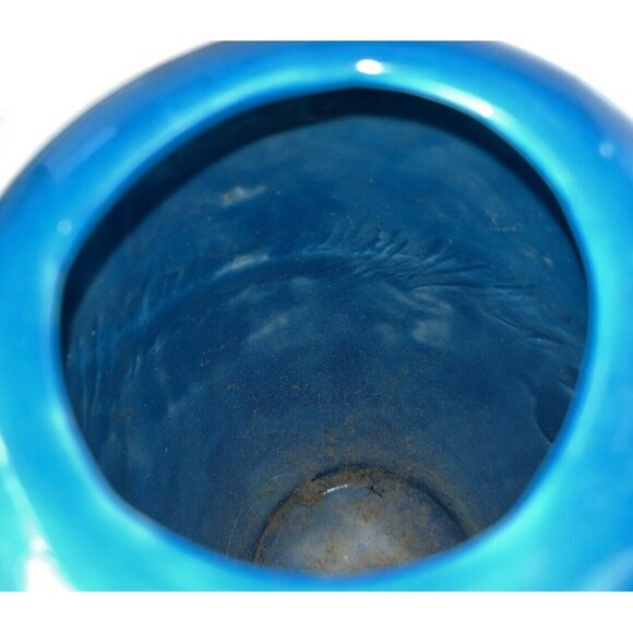 Signed 7” Tall Bright Blue & White Woodland Scene Bud Vase (Ginger Jar W/O Lid) - Picture 12 of 16